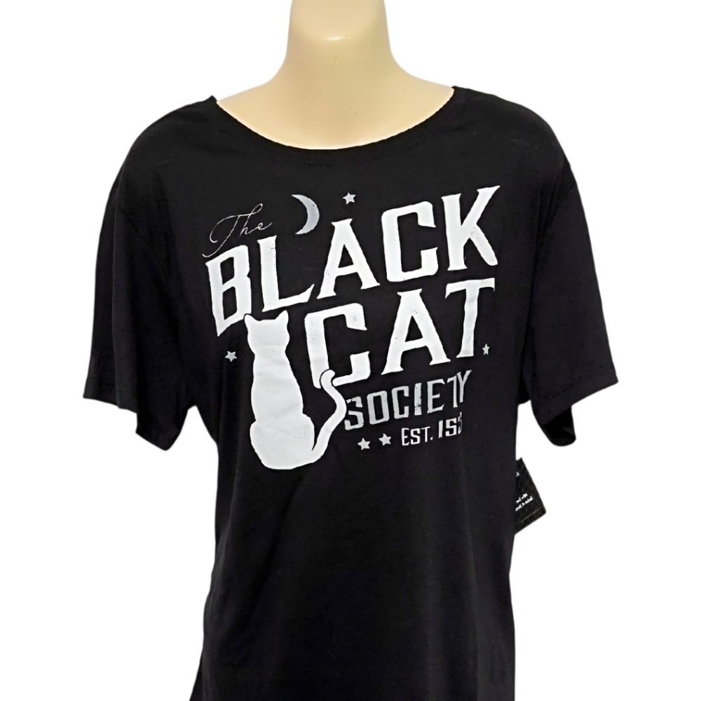 Black Cat Society Women's Black Tee
